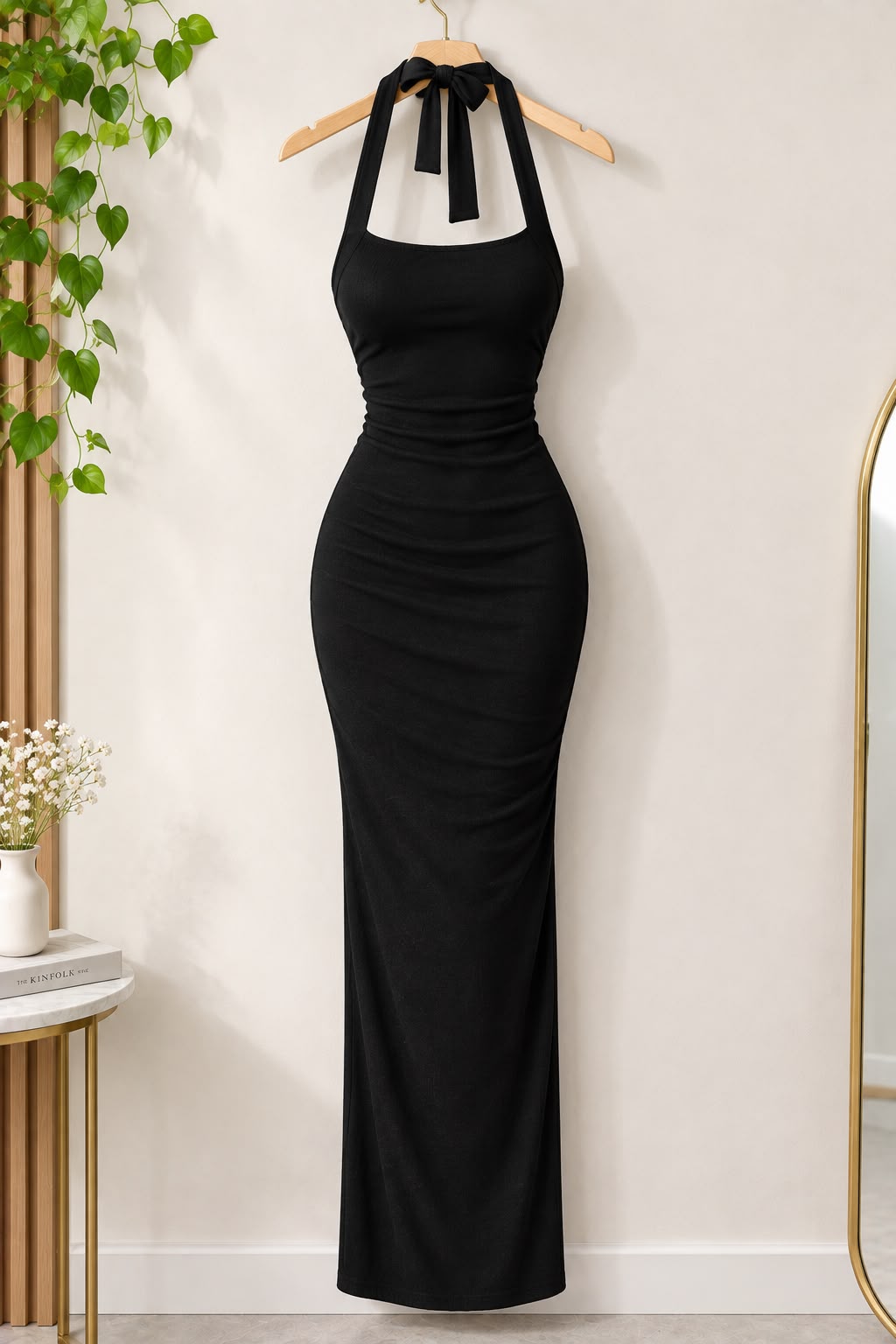Backless Halter Bodycon Maxi Dress
